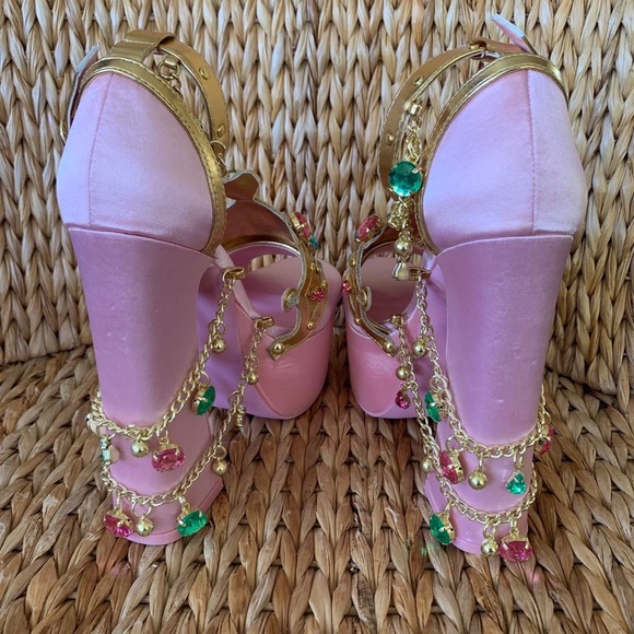 New Sugar Thrillz x Dolls Kill Crowned Charmer Platform Heels - Picture 2 of 4